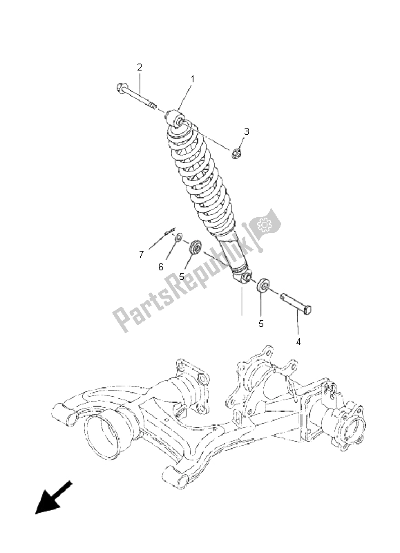 Tutte le parti per il Sospensione Posteriore del Yamaha YFM 350F Grizzly 4X4 2009