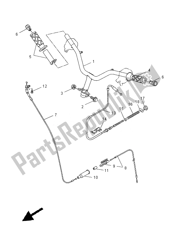 All parts for the Steering Handle & Cable of the Yamaha CW 50L 2013