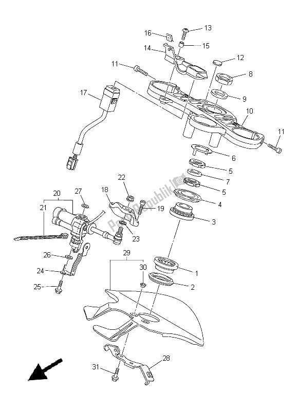 All parts for the Steering of the Yamaha YZF R1 1000 2014