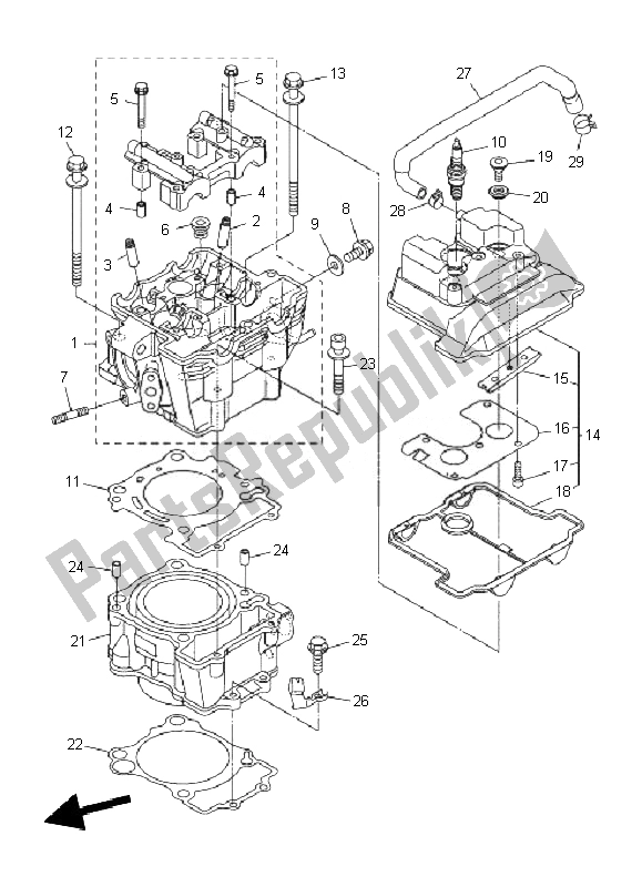 Todas as partes de Cilindro do Yamaha WR 250X 2010