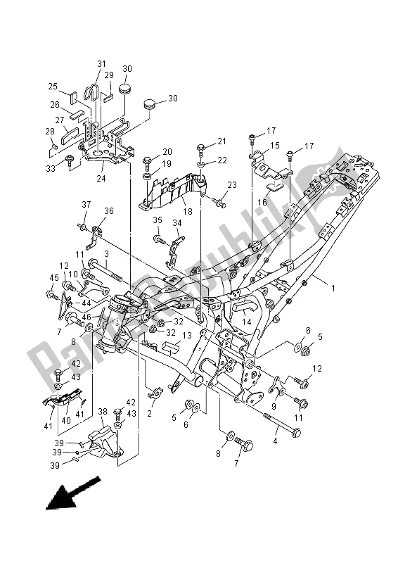 All parts for the Frame of the Yamaha MT 07A 700 2014