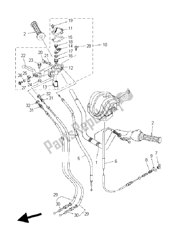 Wszystkie części do Uchwyt Kierownicy I Kabel Yamaha YFM 50R 2004