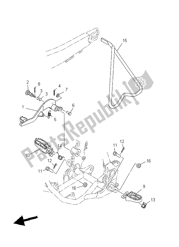 All parts for the Stand & Footrest of the Yamaha YZ 250 2004