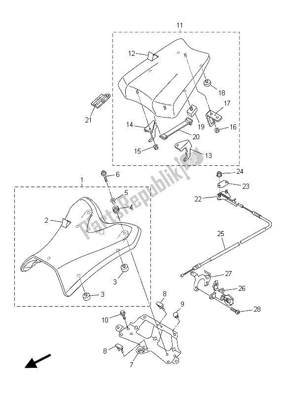 All parts for the Seat of the Yamaha FZ8 S 800 2015