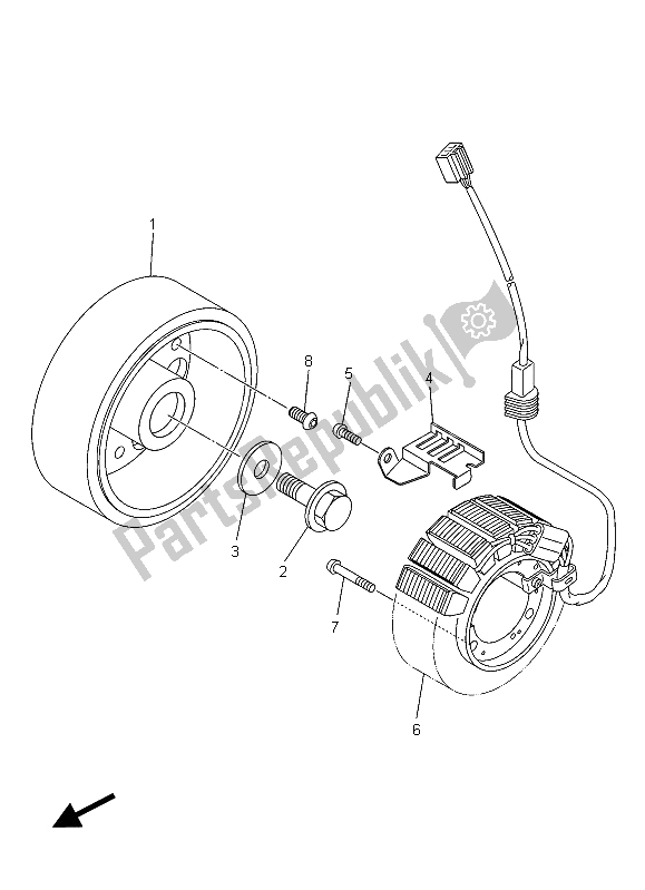 Alle onderdelen voor de Generator van de Yamaha XJ6 NA 600 2015