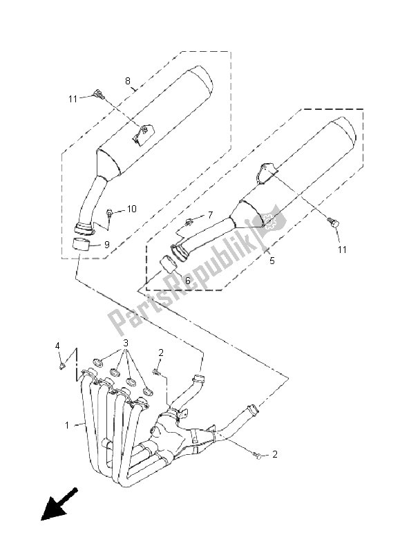 Tutte le parti per il Scarico del Yamaha FJR 1300 AS 2011