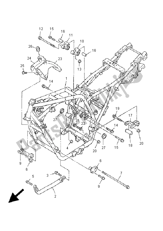 All parts for the Frame of the Yamaha XJR 1300 SP 2001