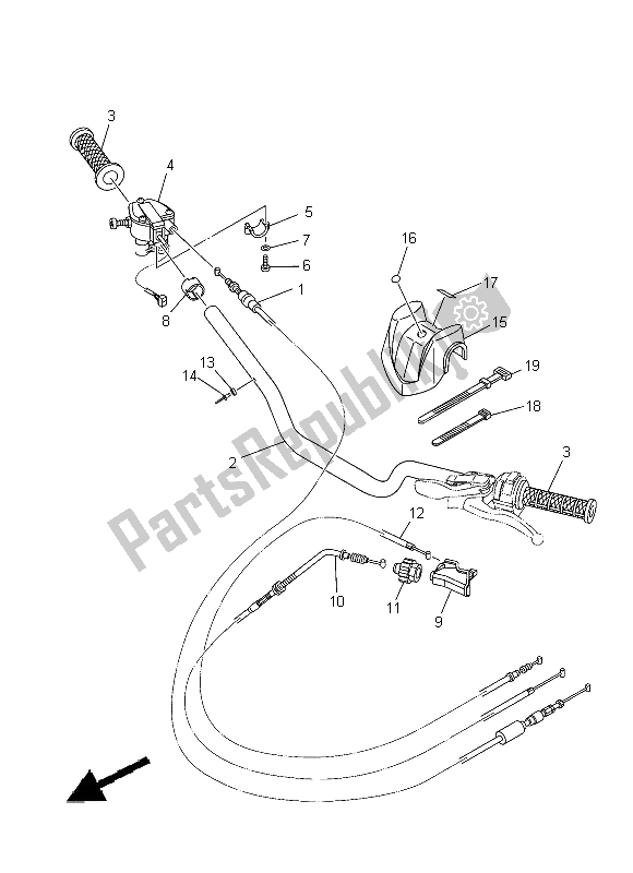 All parts for the Steering Handle & Cable of the Yamaha YFZ 450 2008