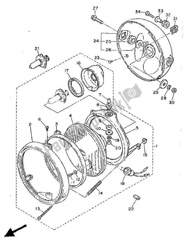 Todas as partes de Farol do Yamaha SRX 600 1986