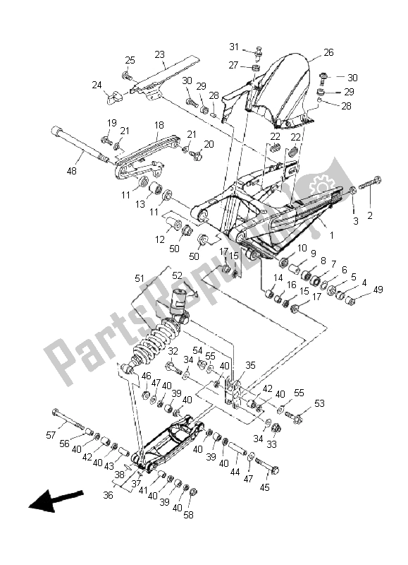 Tutte le parti per il Braccio Posteriore E Sospensione del Yamaha MT 01S 1670 2009