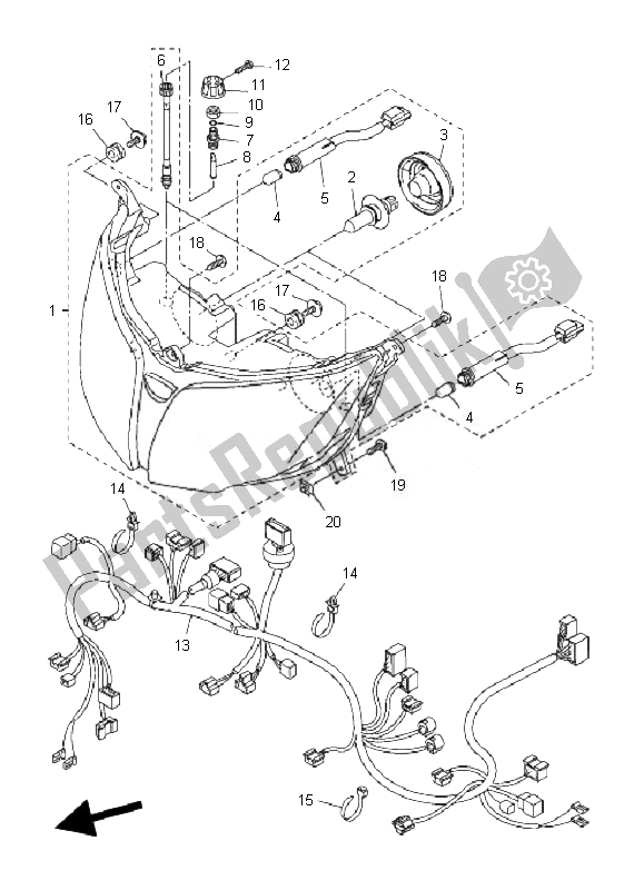 Toutes les pièces pour le Phare du Yamaha FJR 1300A 2007