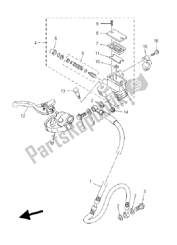 Wszystkie części do Przedni Cylinder G?ówny Yamaha YZ 85 SW LW 2008