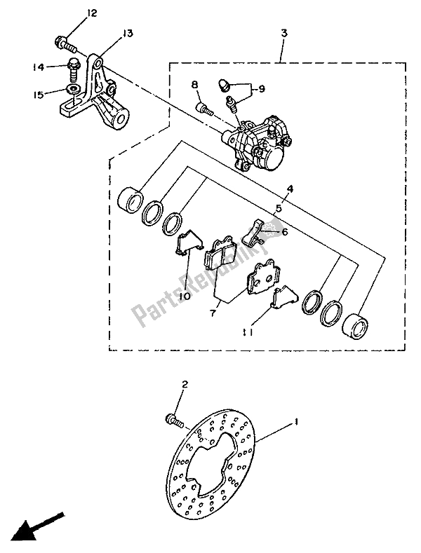 Wszystkie części do Zacisk Hamulca Tylnego Yamaha TDR 250 1988