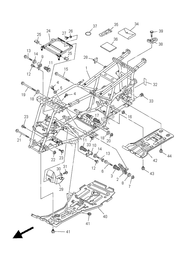 All parts for the Frame of the Yamaha YFM 450 Fwad IRS Grizzly 4X4 Yamaha Black 2015