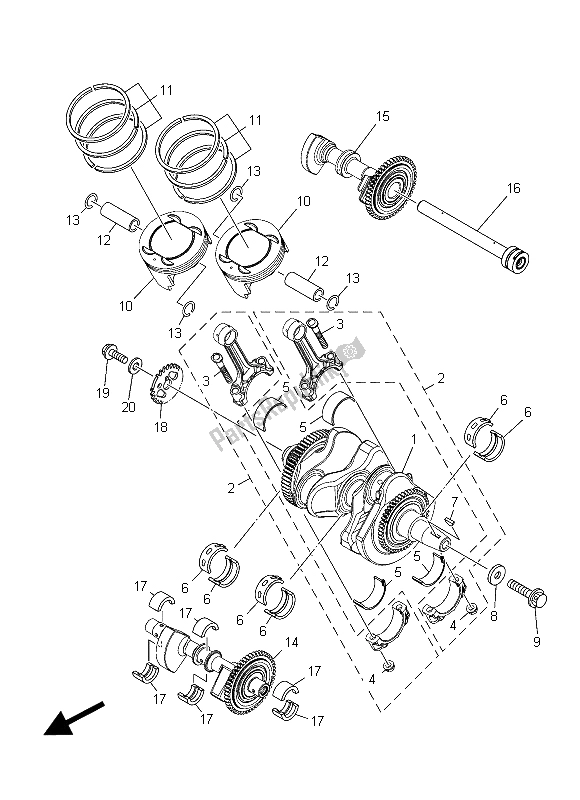 All parts for the Crankshaft & Piston of the Yamaha XT 1200 ZE 2015