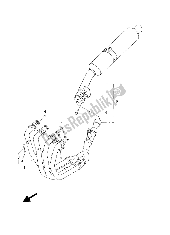 All parts for the Exhaust of the Yamaha FZS 600 Fazer 2003