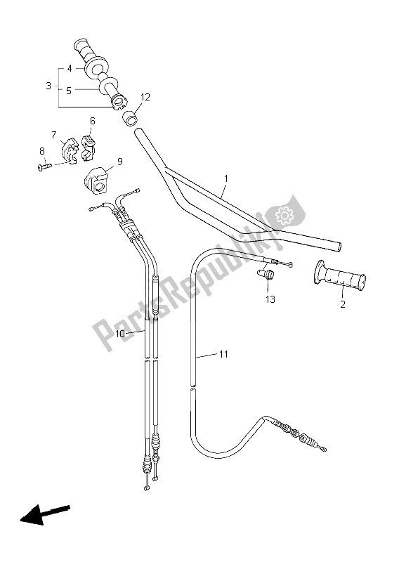 All parts for the Steering Handle & Cable of the Yamaha YZ 450F 2004