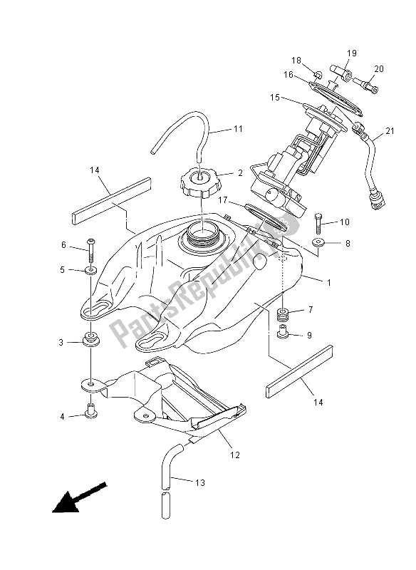 Alle onderdelen voor de Benzinetank van de Yamaha YFZ 450R 2012