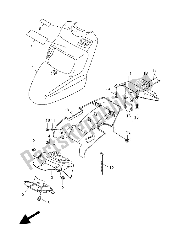 All parts for the Front Fender of the Yamaha CW 50E 2013