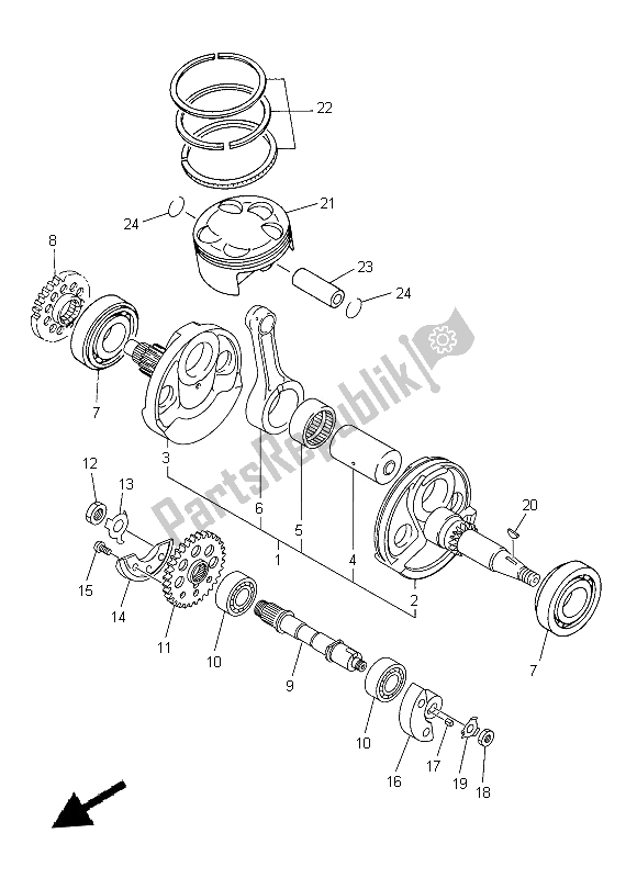 All parts for the Crankshaft & Piston of the Yamaha WR 450F 2014