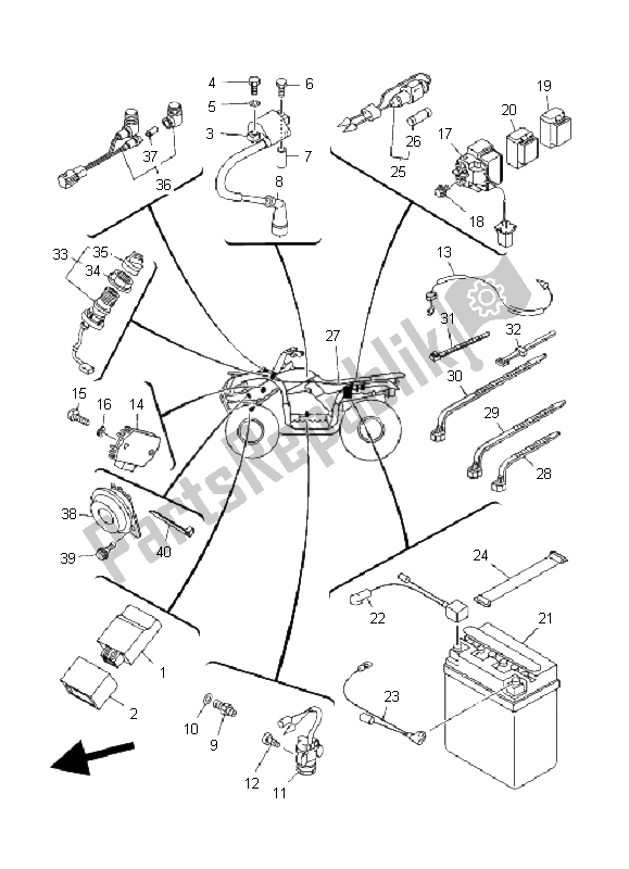 All parts for the Electrical 1 of the Yamaha YFM 125 Grizzly 2006