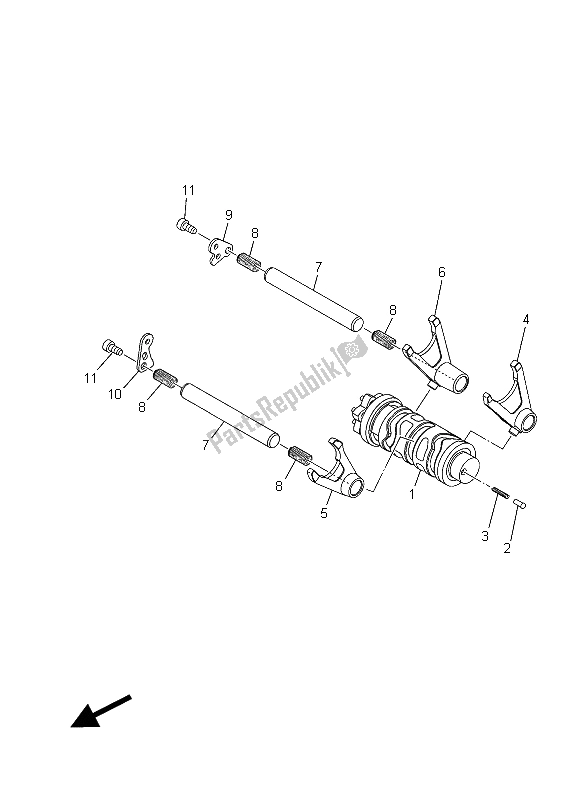 All parts for the Shift Cam & Fork of the Yamaha YZF R3A 300 2015