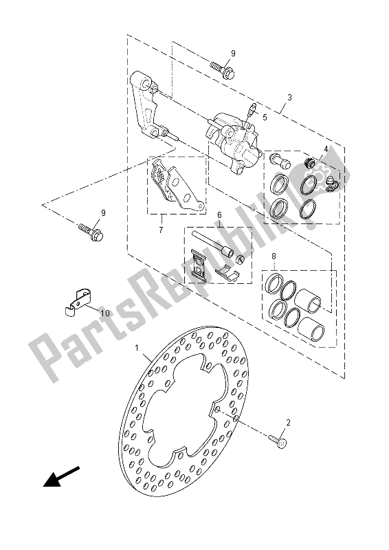 All parts for the Front Brake Caliper of the Yamaha YP 125R 2015