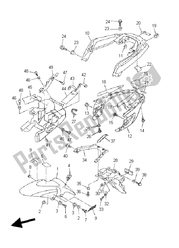 All parts for the Fender of the Yamaha FZ6 NA 600 2007