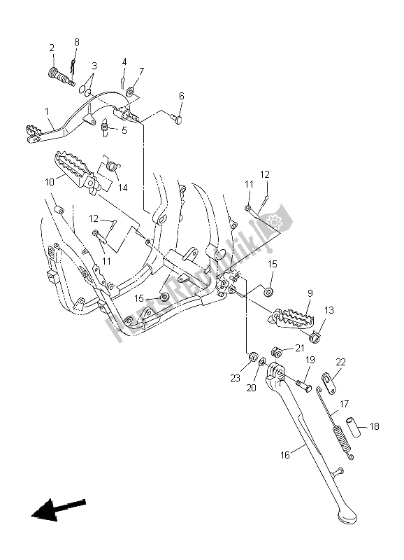 All parts for the Stand & Footrest of the Yamaha WR 450F 2009