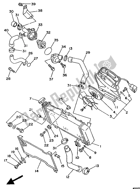 Todas las partes para Radiador Y Manguera de Yamaha TDM 850 1992