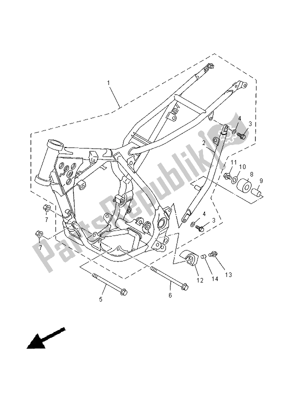 All parts for the Frame of the Yamaha YZ 80 SW LW 2000