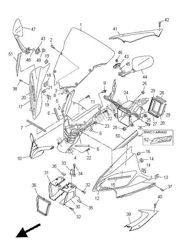 Tutte le parti per il Cowling 1 del Yamaha YZF R6 600 2012