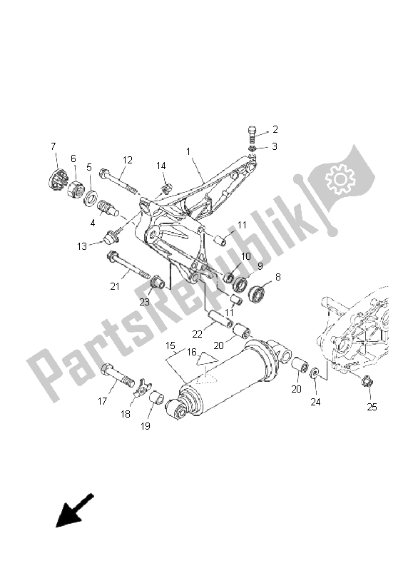 All parts for the Rear Arm & Suspension of the Yamaha XP 500 T MAX 2009