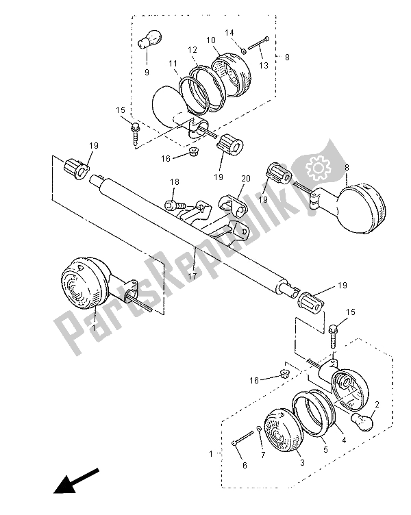 All parts for the Flasher Light of the Yamaha XVZ 1300 Royalstar 1996