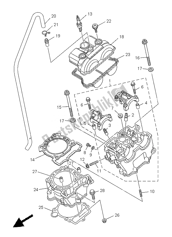 Alle onderdelen voor de Cilinder van de Yamaha YZ 250F 2013
