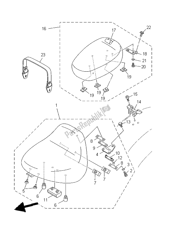 Tutte le parti per il Posto A Sedere del Yamaha XVS 650A Dragstar Classic 2002