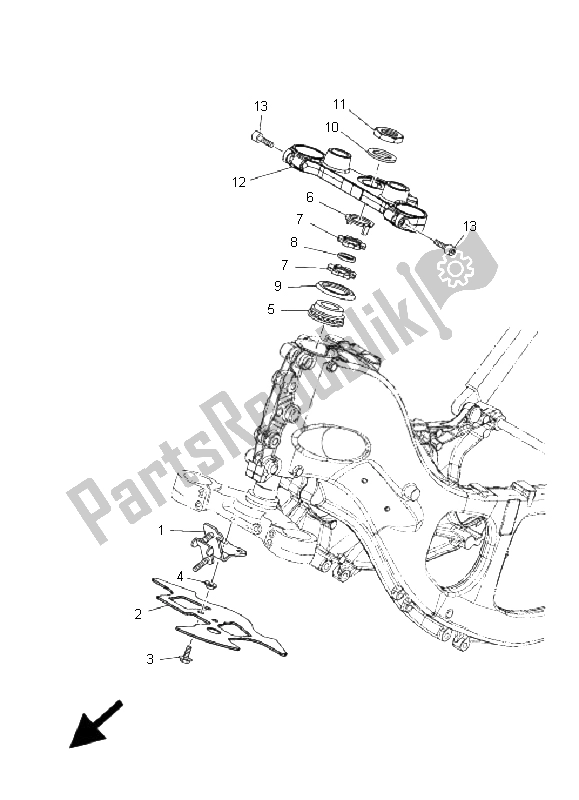 All parts for the Steering of the Yamaha XP 500A T MAX 2009