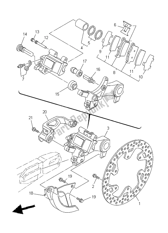 Tutte le parti per il Pinza Freno Posteriore del Yamaha YZ 250 2004