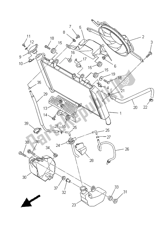 All parts for the Radiator & Hose of the Yamaha MT 09 900 2014