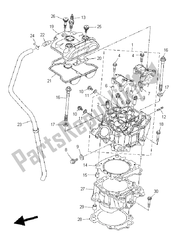 All parts for the Cylinder of the Yamaha YZ 450F 2011