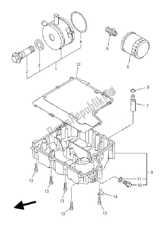 All parts for the Oil Cleaner of the Yamaha XJ6F 600 2010