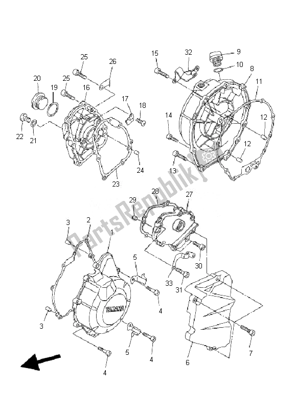 All parts for the Crankcase Cover 1 of the Yamaha FZ6 NA 600 2007