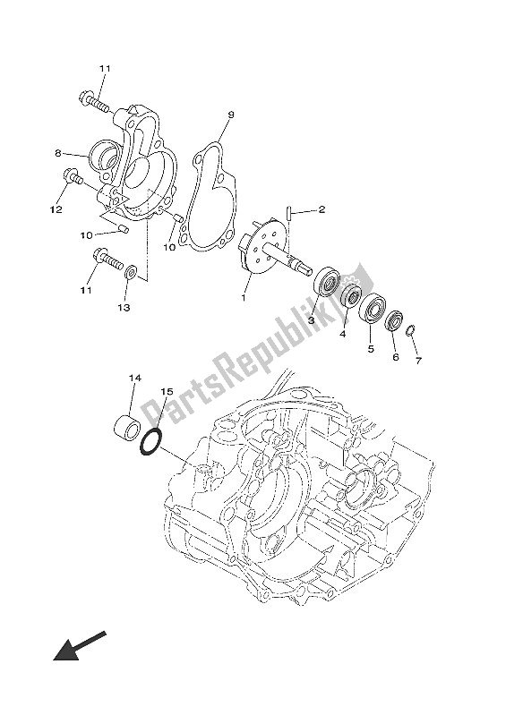 All parts for the Water Pump of the Yamaha YZ 450 FX 2016