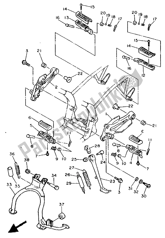 Toutes les pièces pour le Support Et Repose-pieds du Yamaha XJ 600S Diversion 1993