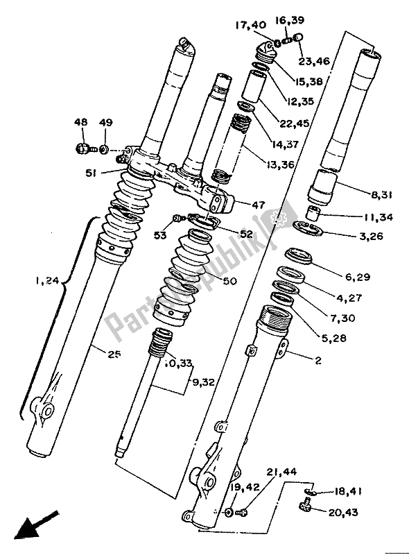 Todas las partes para Tenedor Frontal de Yamaha XT 350 1992