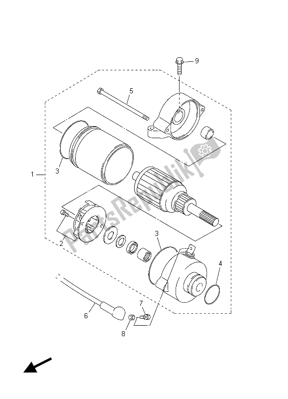 All parts for the Starting Motor of the Yamaha FJR 1300 AE 2015