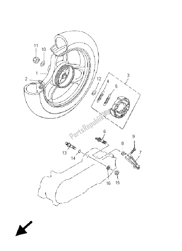 All parts for the Rear Wheel of the Yamaha CS 50 RR LC JOG 2007