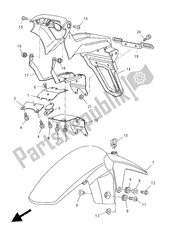 Tutte le parti per il Parafango del Yamaha MT 03 660 2012