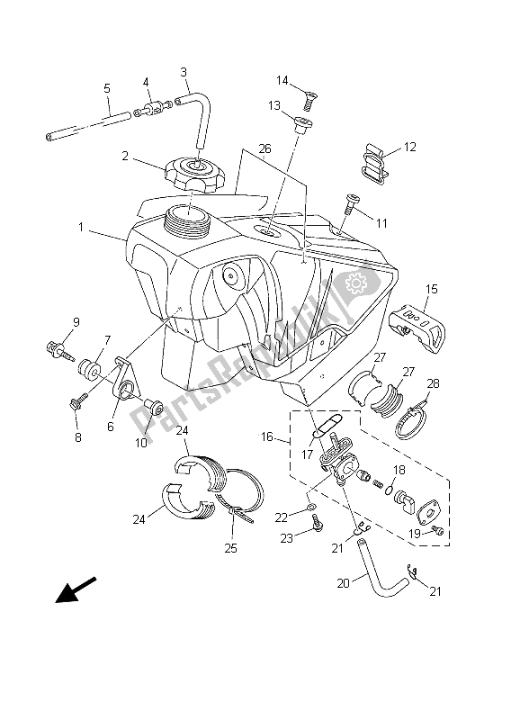 All parts for the Fuel Tank of the Yamaha YZ 125 2003