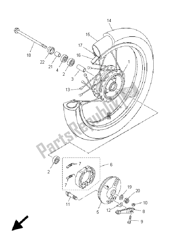 All parts for the Front Wheel (sw) of the Yamaha TT R 125E SW LW 2005